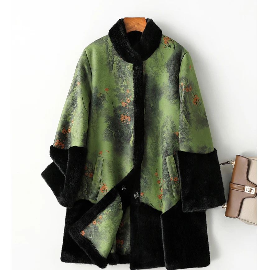 【绿波碧影】高定款双面双穿貂绒皮毛一体大衣