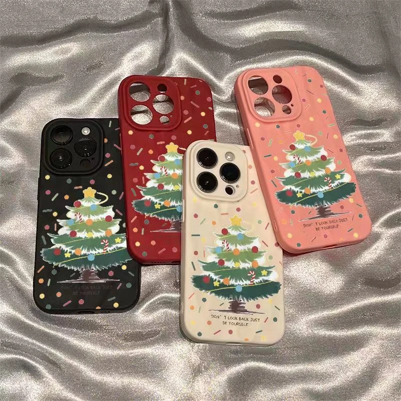 圣诞树英文Y 拷贝苹果15/14/13褶皱高级个性软胶磨砂11/xs/xr软壳