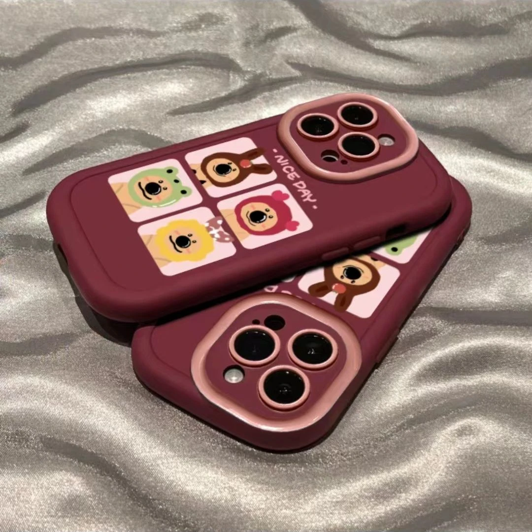 四只小熊泡芙壳适用于苹果15手机壳iphone13/14promax防摔12/11女