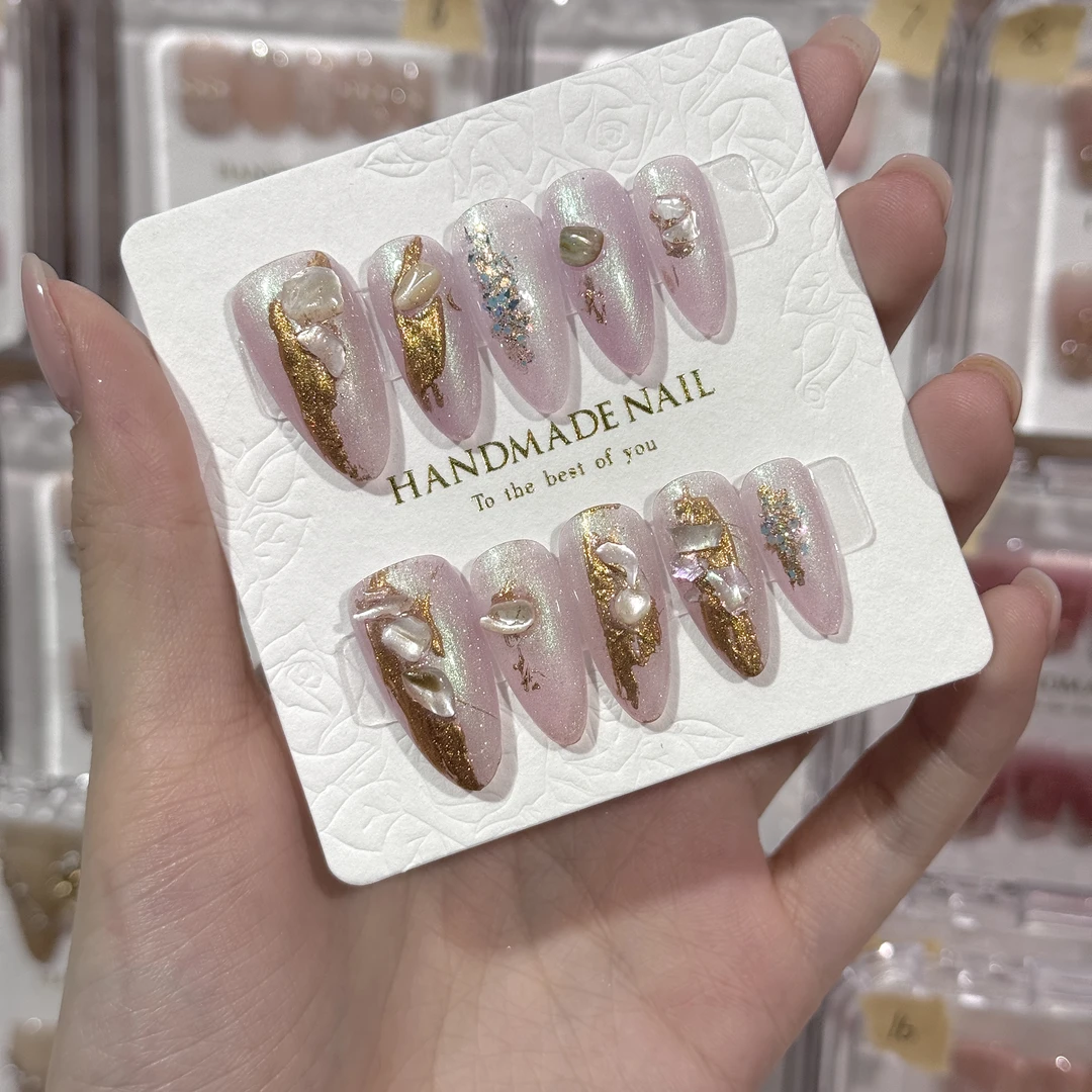 【手工穿戴甲】贝壳法式手绘仙女穿戴甲