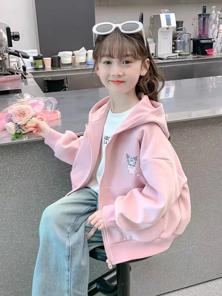 女童外套春秋款2024新款洋气儿童秋装连帽卫衣小女孩秋季炸街上衣