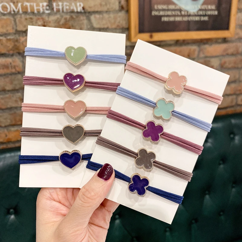 非金属发饰 韩版简约爱心滴油发圈发绳扎头发皮筋头绳女发饰皮套