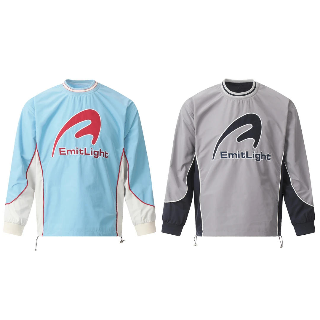 美式复古街头运动风圆领长袖T恤短宽冰球服男女休闲百搭卫衣国朝