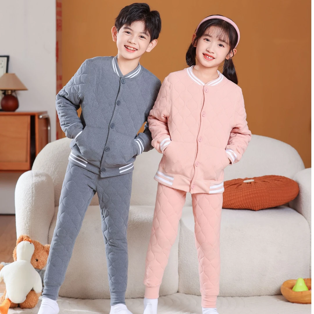【升级款】羊毛蚕丝儿童加厚保暖套装棒球服校服内搭外穿小童中大童