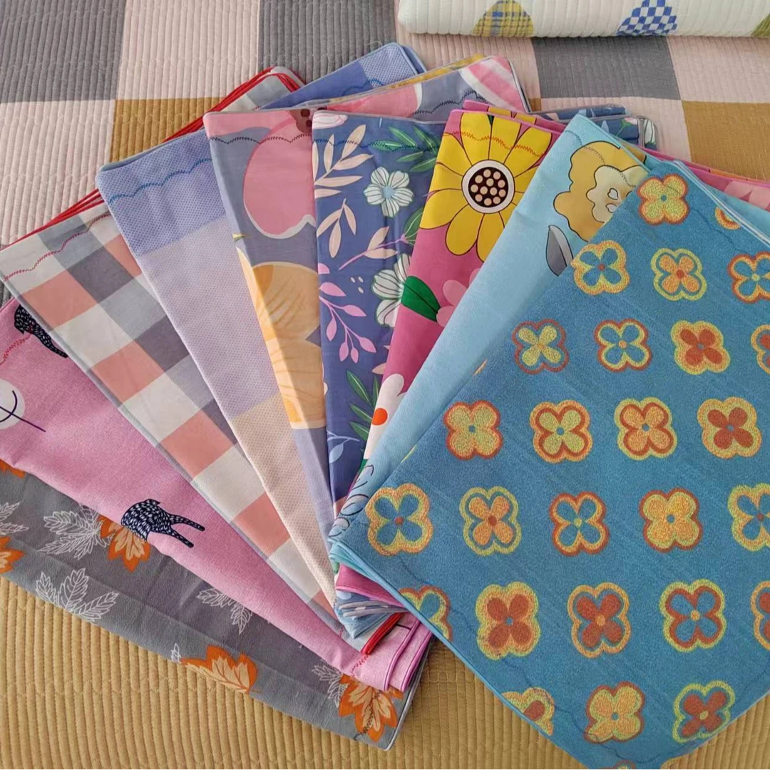 纯棉细纱线小粗布印花枕套透气吸汗，花色随机发