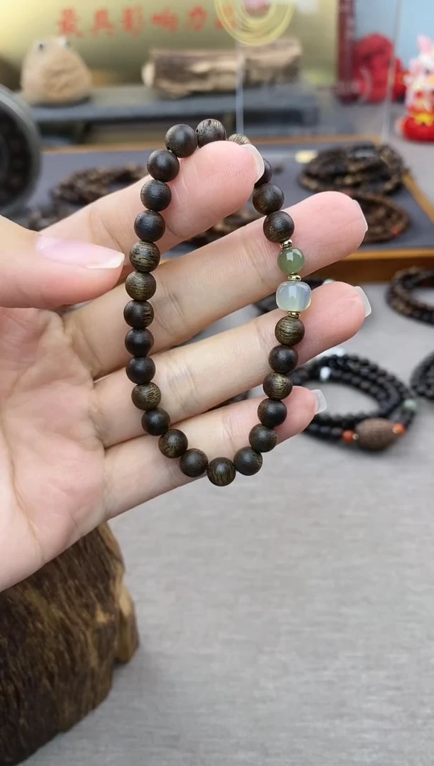 【闪购商品】沉香手串芽庄白棋老料沉水06单圈设计