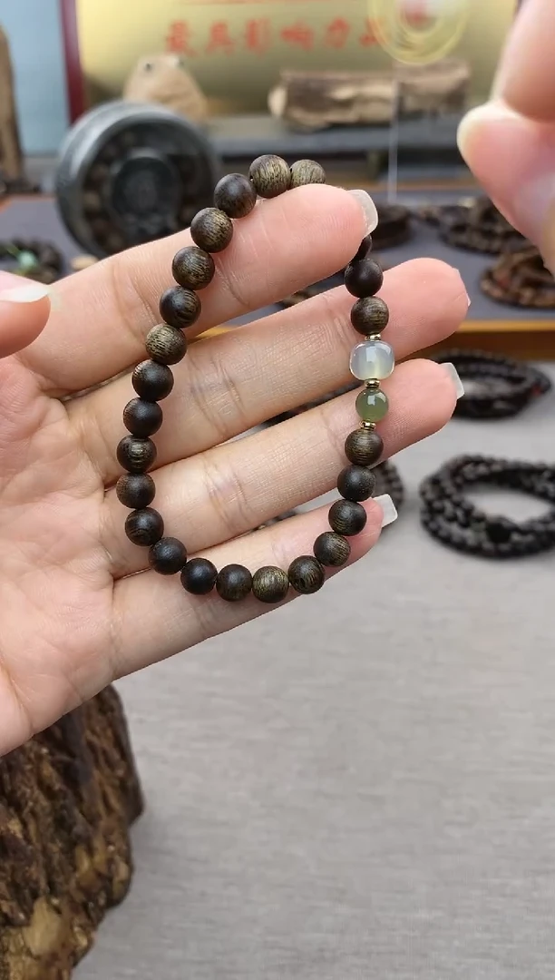 【闪购商品】沉香手串芽庄白棋老料沉水06单圈设计