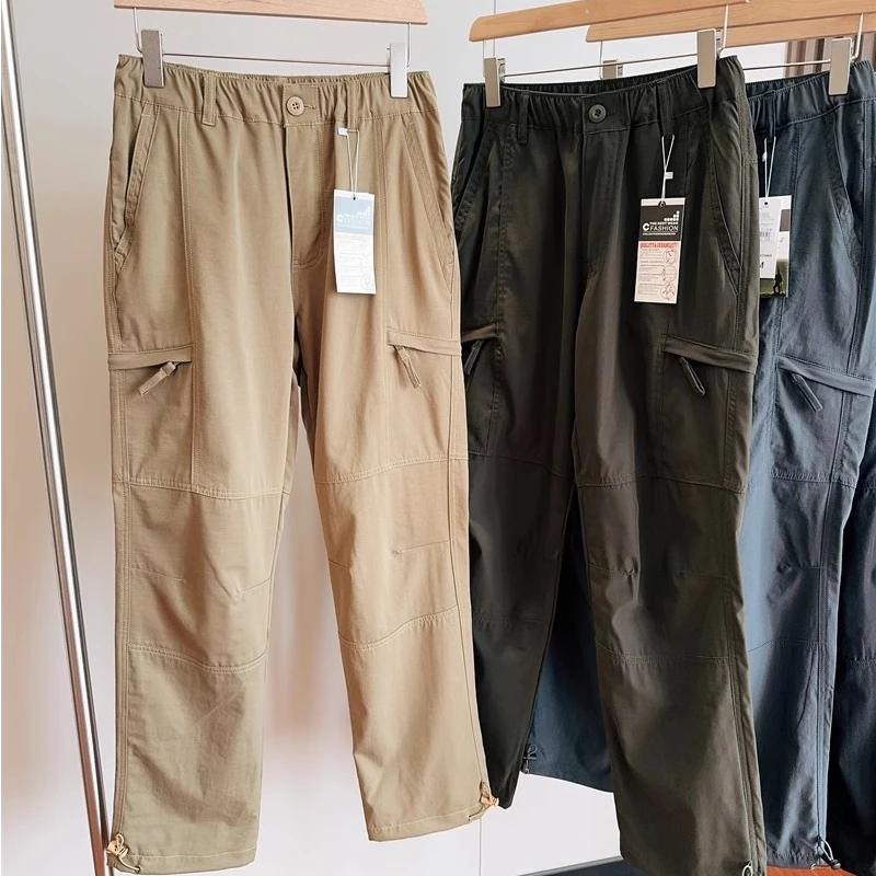 出口外贸！夏新款 户外多口袋透气男女情侣休闲工装伞兵裤 配腰带