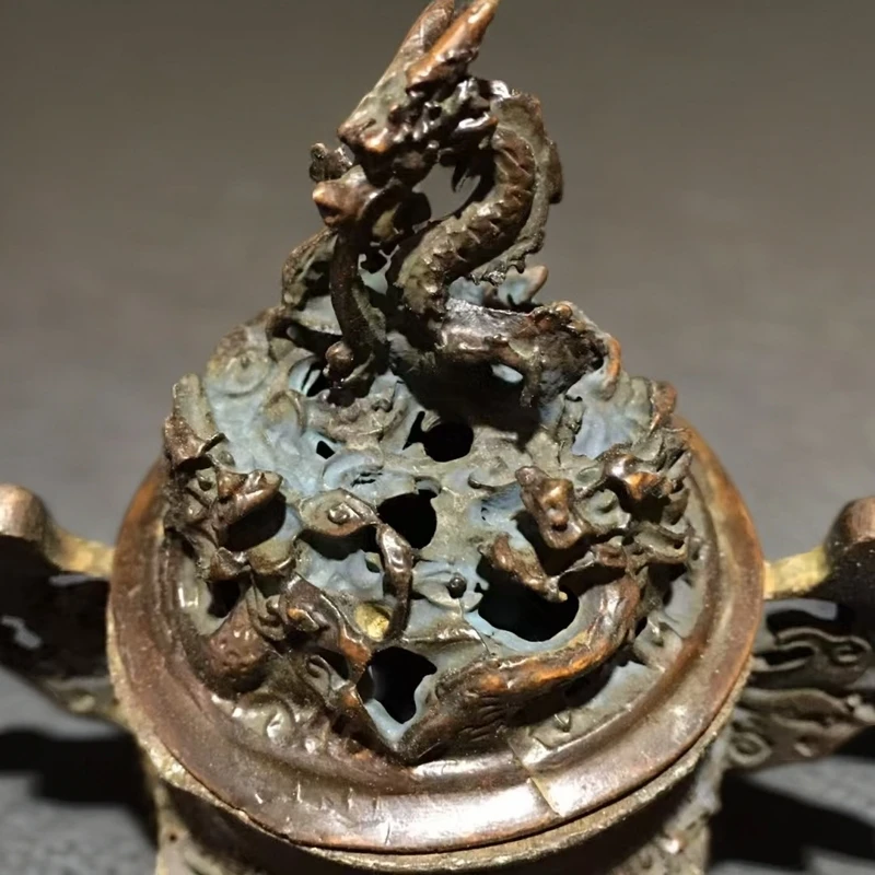 复古老式九龙鼎九龙炼丹炉香炉塔香炉家用茶道茶艺摆件仿古老物件