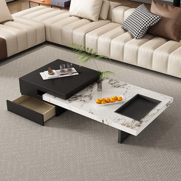 意式简约进口大理石导台茶几现代高级感客厅家用别墅设计师24新款