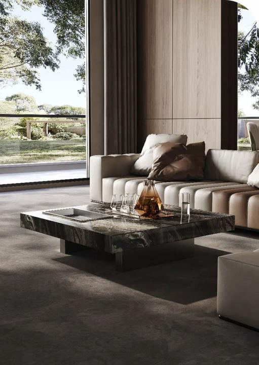 大理石茶几意式极简正方形简约长方形客厅家用悬浮设计师盒子茶几