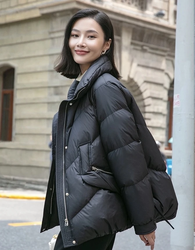 冬季女短款立领韩版小个子加厚面包服白鸭绒保暖反季羽绒服