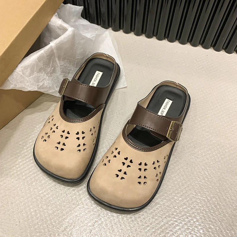 线下售399！透气防滑休闲运动勃肯包头拖鞋  棕/米/白  货号D5