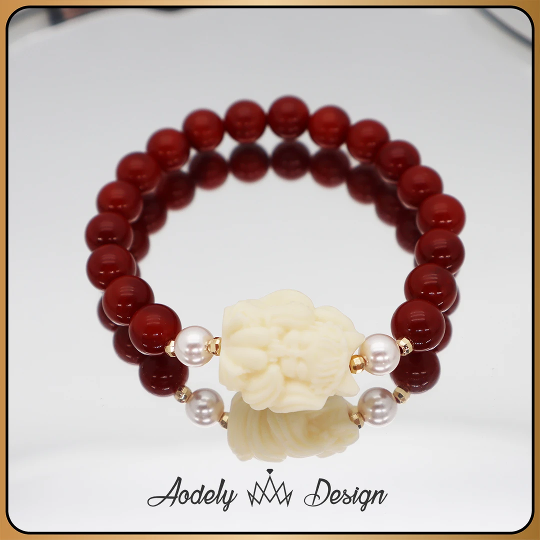 【九尾灵狐】满肉南红时尚百搭牙果手串手链S-268