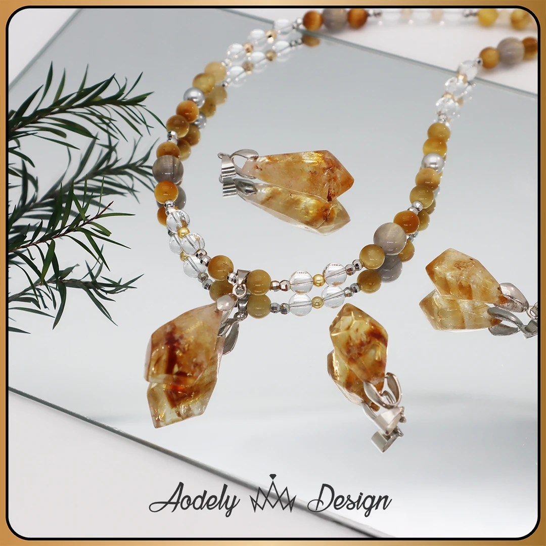 【金霸黄塔晶】原矿石飘花水晶吊坠设计师款项链X-345/多样性发一