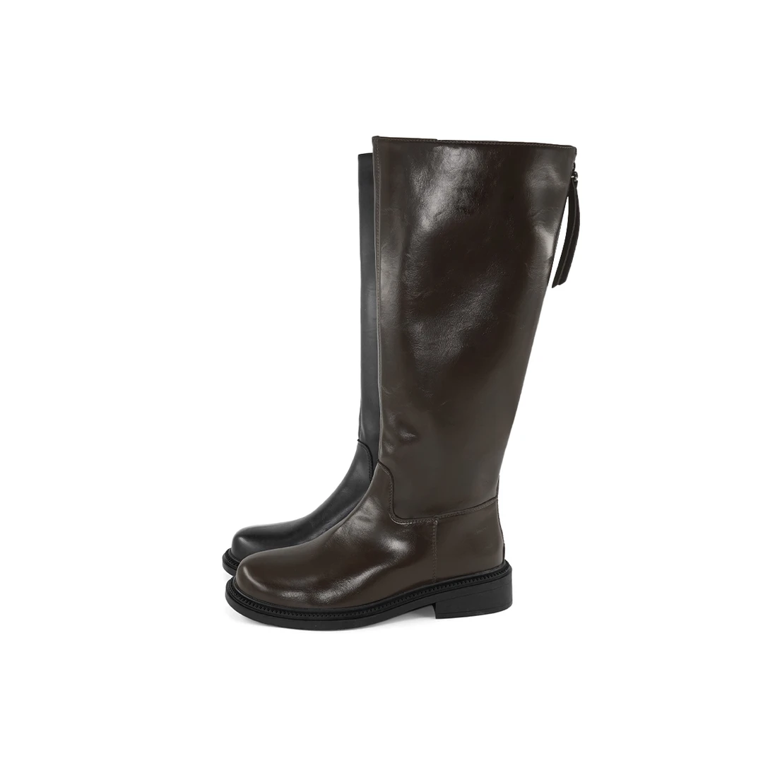 A133杜米亚新款中跟显瘦高筒英伦风时尚长靴D93381-1A