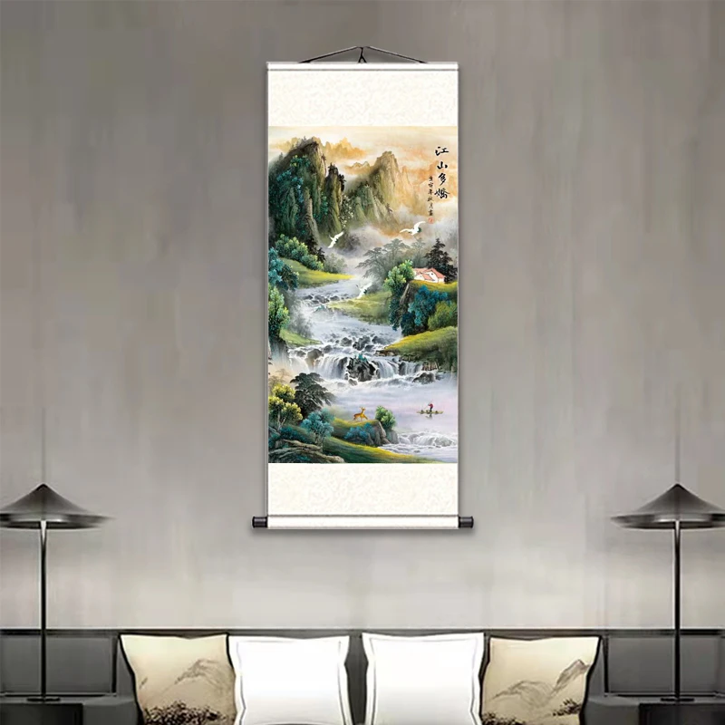 《江山多娇》-竖幅玄关客厅山水画-2
