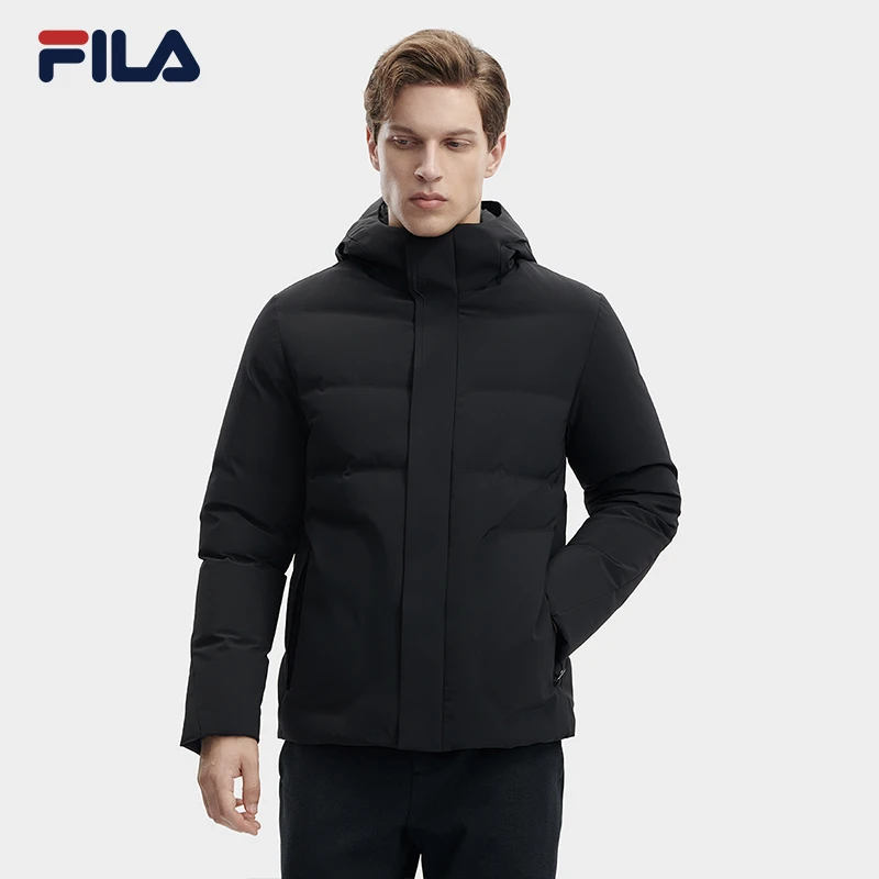 Fila/斐乐男士鹅绒羽绒服【冬季亲肤保暖】商务简约防风连帽外套