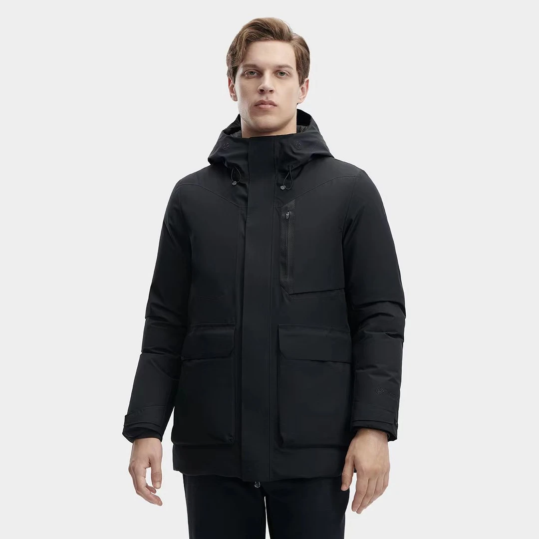 Fila/斐乐男士中长款羽绒服冬季新款简约基础连帽上衣F11M342909F
