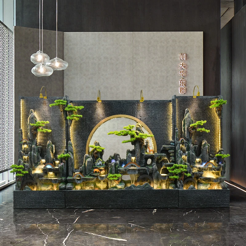 假山循环流水摆件水幕墙屏风玄关隔断庭院花园布置鱼池水景观装饰