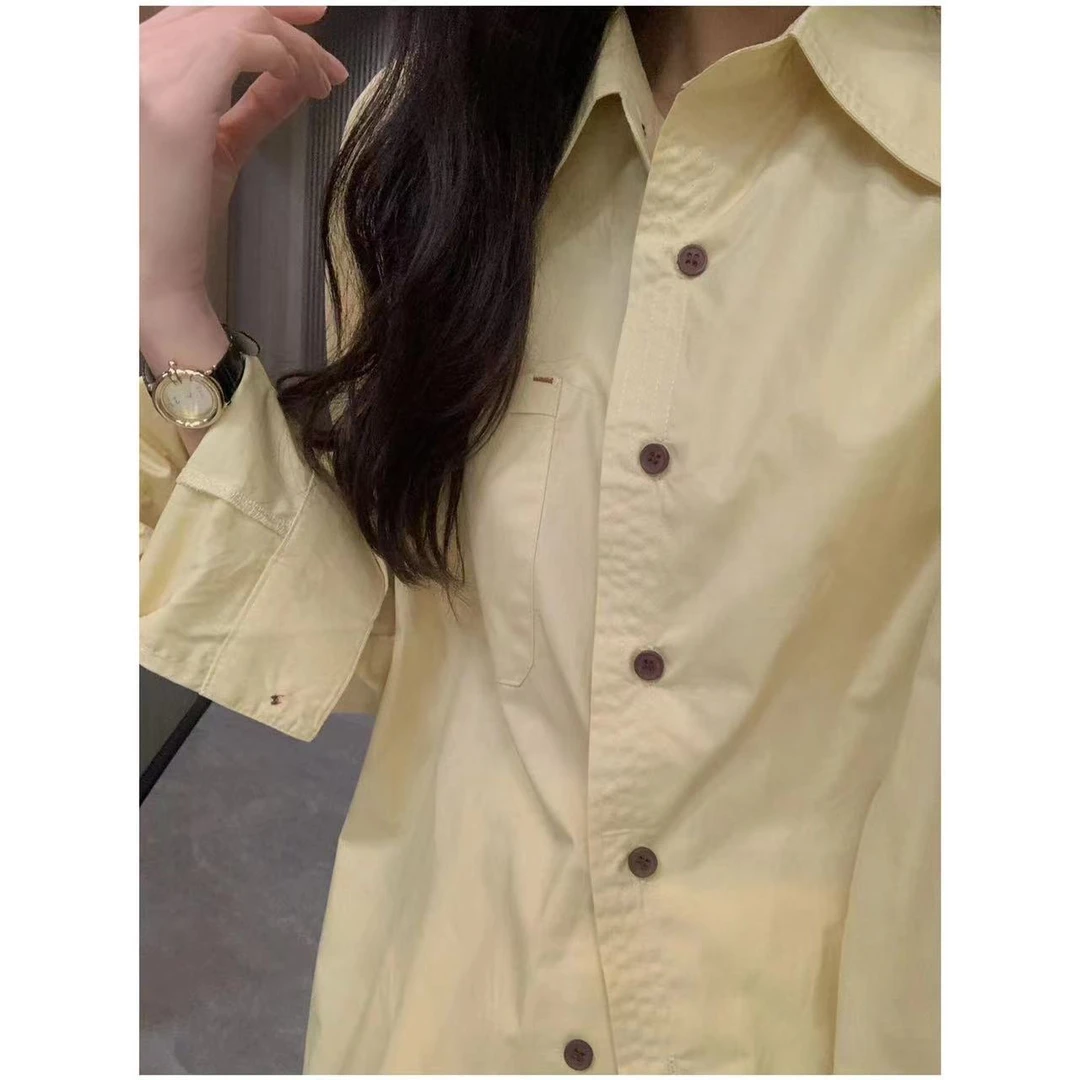 佳儿吖～少女色系宽松百搭衬衫0032