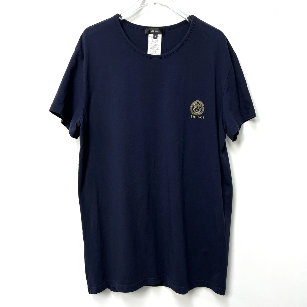 99新 Versace/范思哲 深蓝色美杜莎logo圆领短袖 男款 7码/5445/