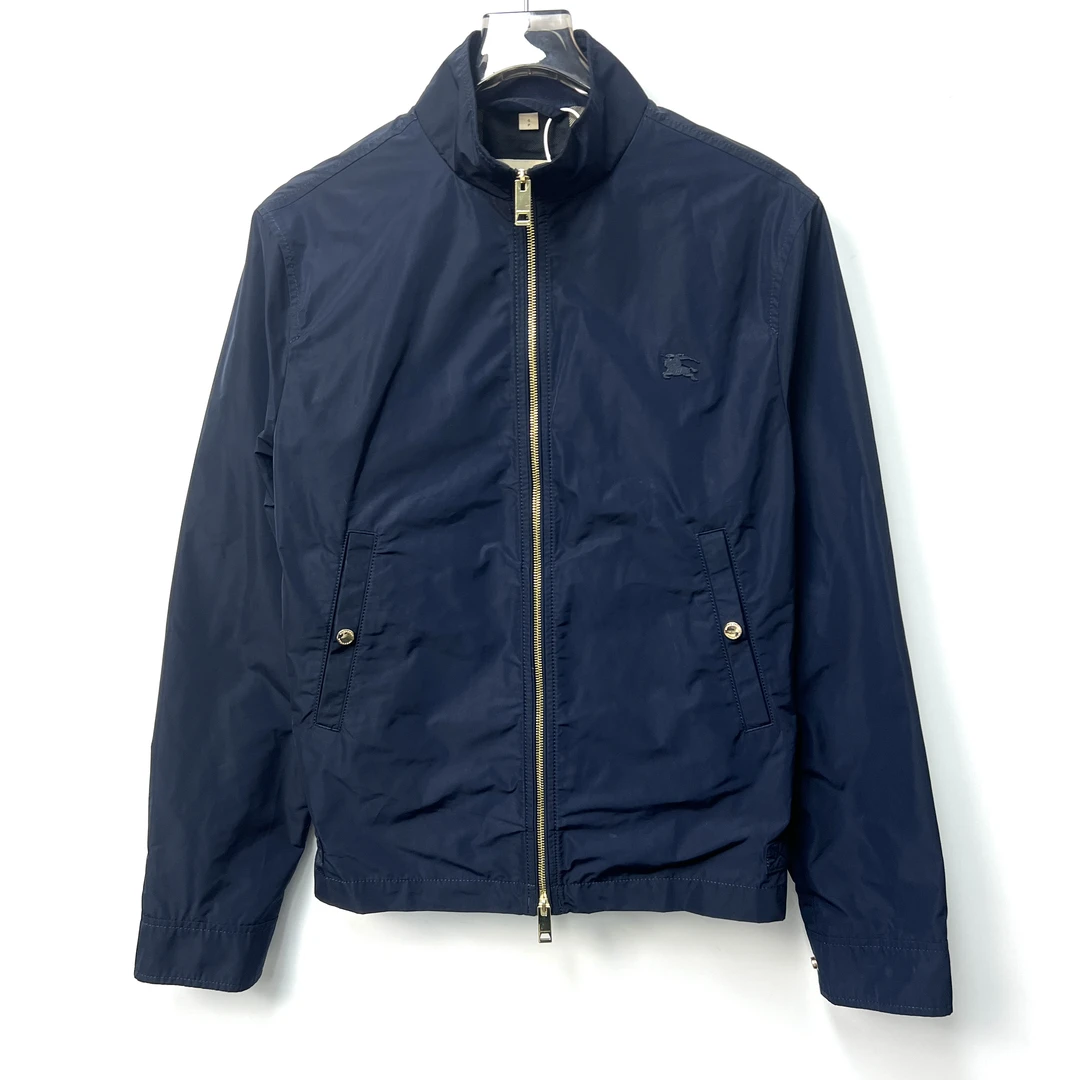99新 Burberry/博柏利 防水拉链飞行夹克藏蓝色S码/公价5880/5353