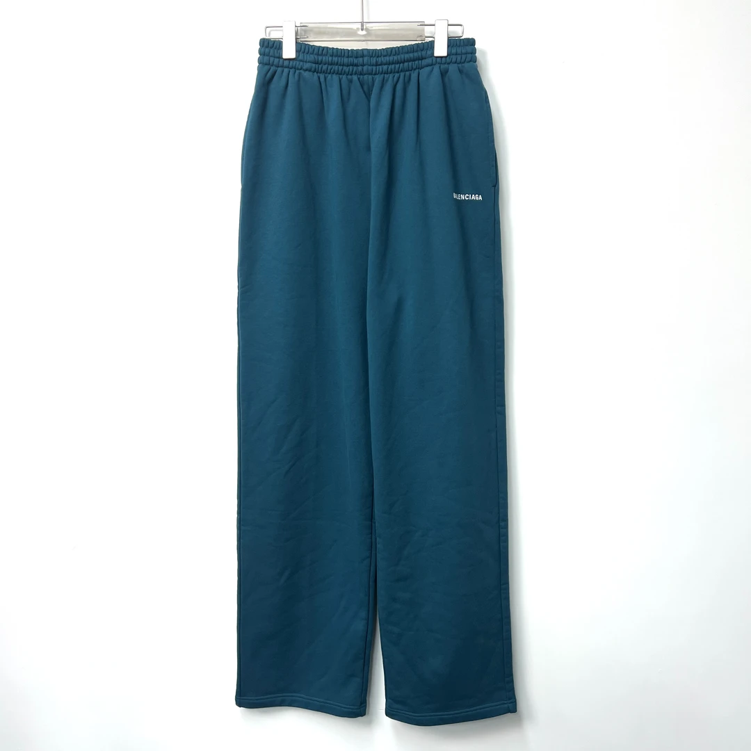 全新 Balenciaga/巴黎世家 蓝色刺绣logo长裤XS码/公价6200/79582