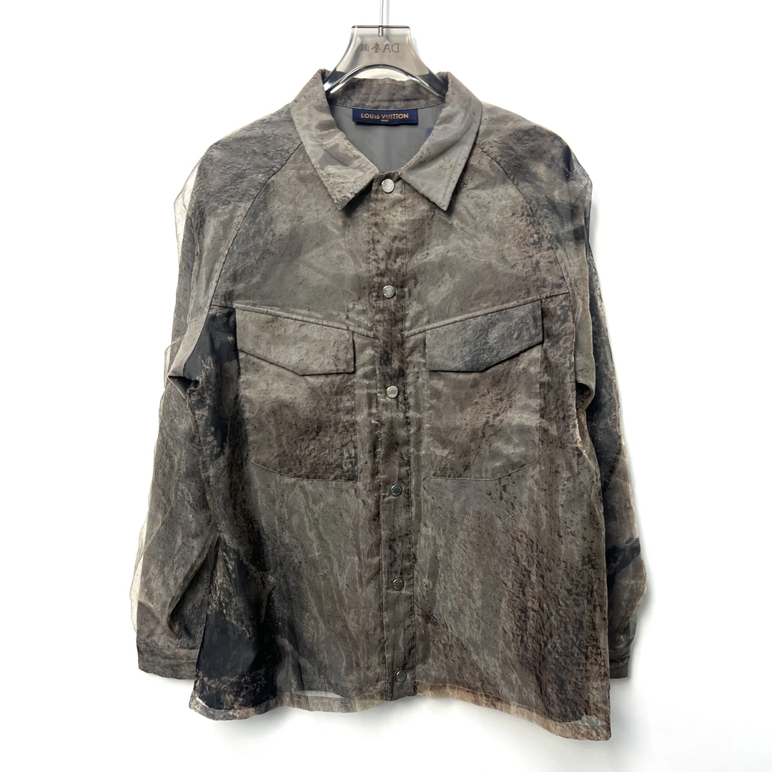 99新 LouisVuitton/路易威登  LV秀款山脉欧根纱双层衬衫 L码男款