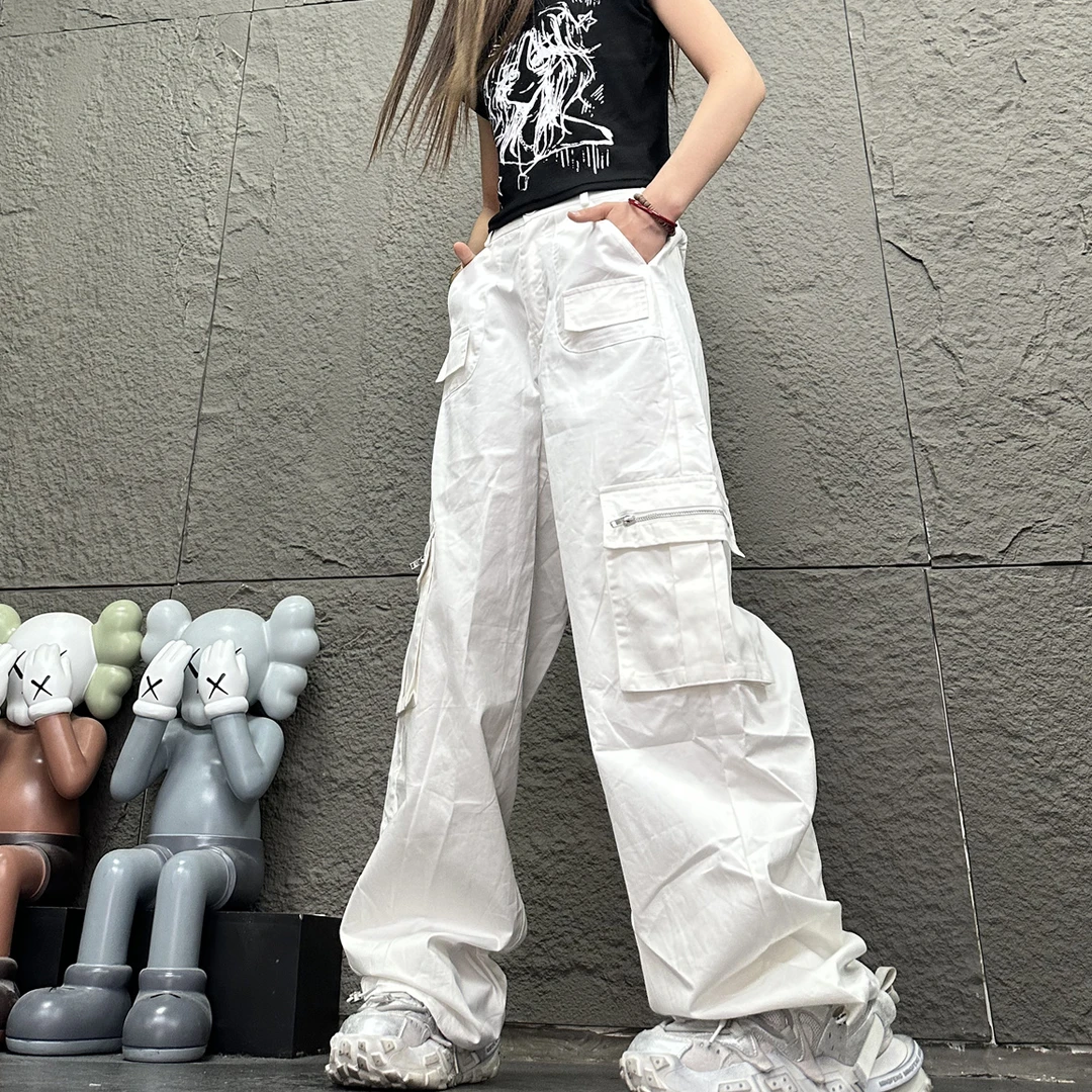 3911美式设计工装直筒显瘦高腰工装裤运动时尚休闲夏季阔腿高街