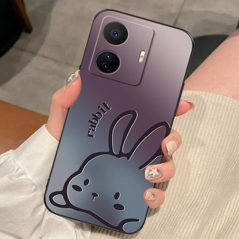 适用vivos15e手机壳VIVOS15E硅胶渐变暗紫趴趴兔女款防摔时尚简约