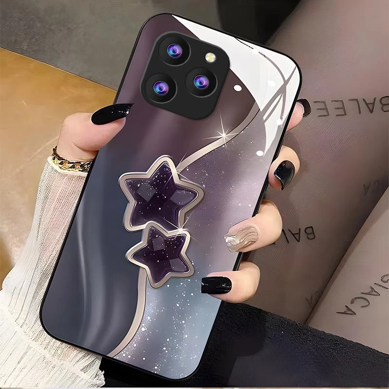 适用荣耀60se手机壳HONOR60se玻璃流金暗紫女款时尚全包新款保护