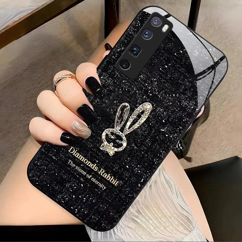 适用华为nova7pro手机壳NOVA7PRO玻璃钻石彩绘图案新女款时尚保护