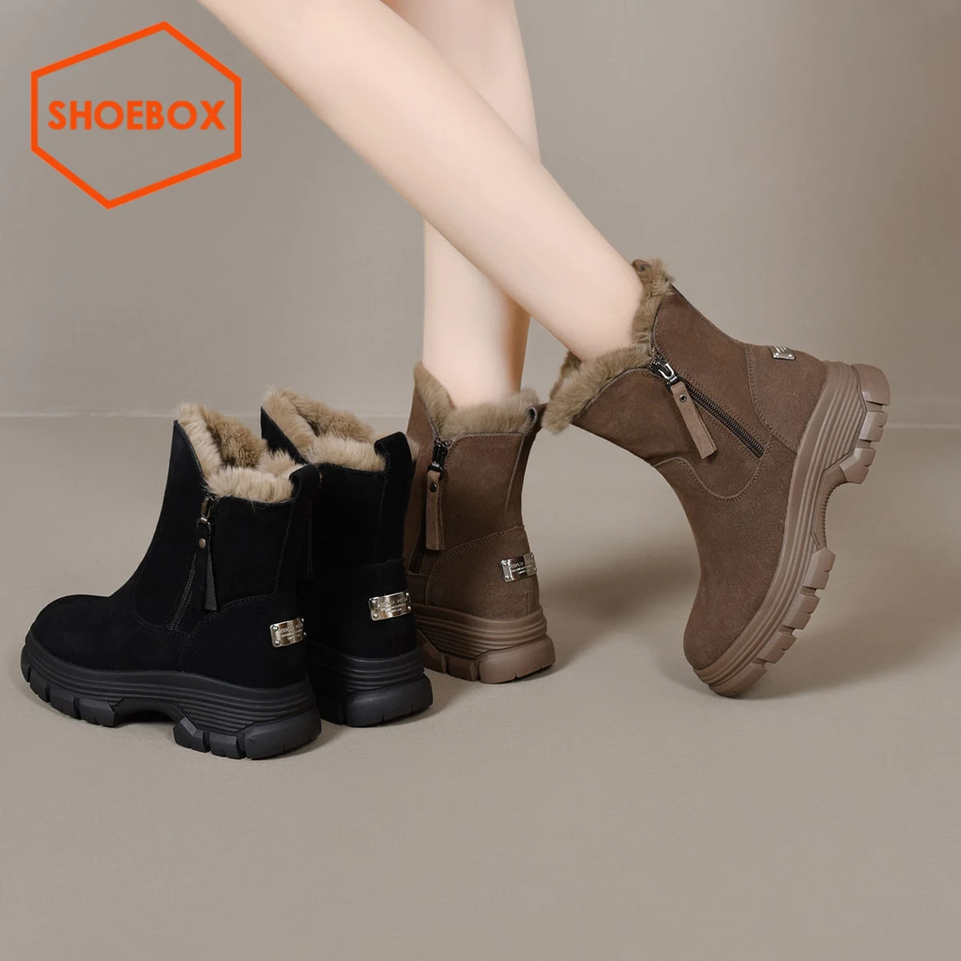 达芙妮旗下鞋柜加绒加厚雪地靴女2024冬季新款保暖百搭棉靴马丁靴