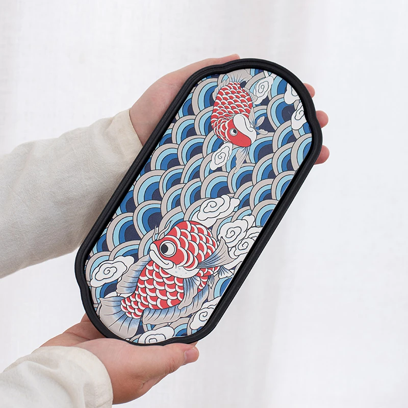 创意国潮功夫茶具吸水茶盘家用干泡陶瓷速干中式泡茶蓄水托盘小型