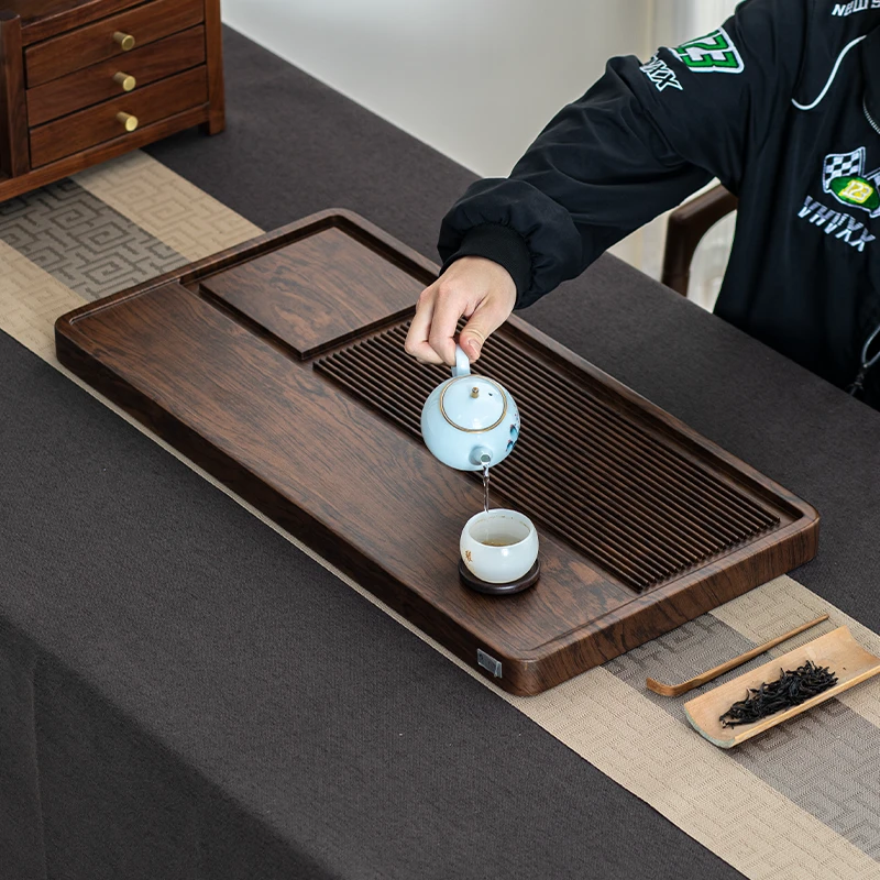 轻奢家用简约排水干泡台桌面专用客厅上档次长方形小茶台茶盘实木
