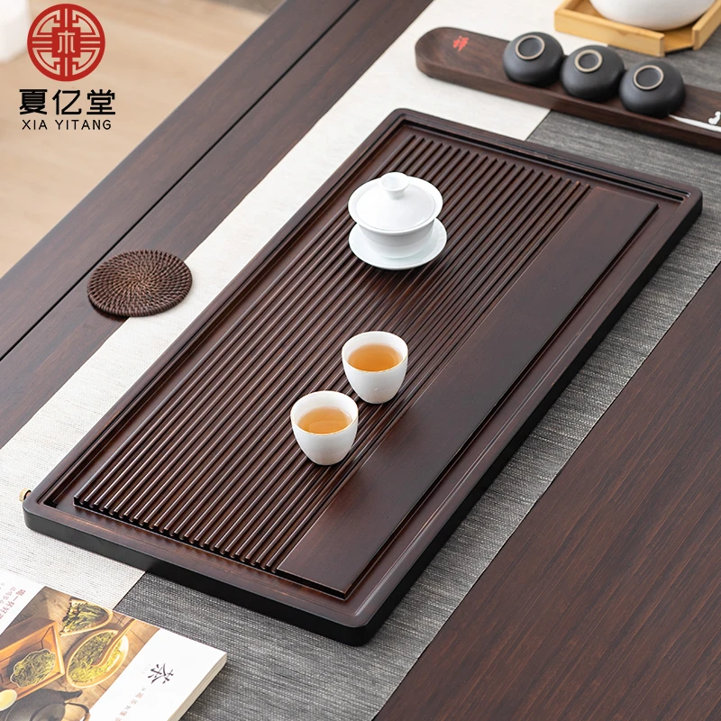 夏亿堂竹家用茶托盘客厅功夫茶具茶海沥水托盘整块复古排水干泡台