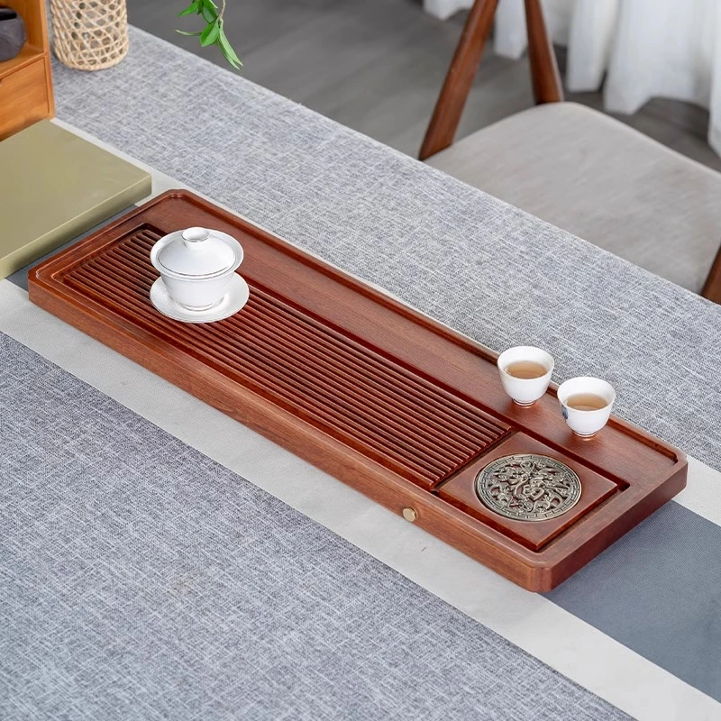 实木茶盘家用整块长方形轻奢功夫茶具排水中式客厅沥水干泡台茶盘