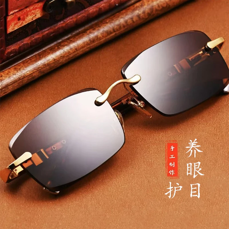 新款无框钻石切边男士太阳镜时尚潮流开车钓鱼司机墨镜防紫外线