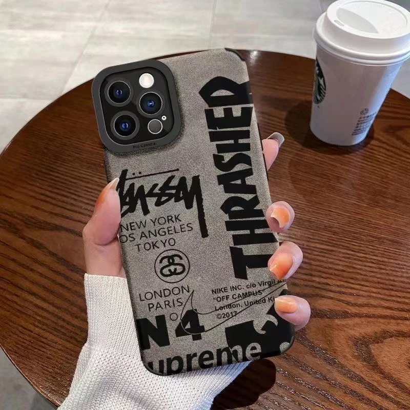 适用苹果15手机壳iPhone14promax高级感翻毛皮13创意11镜头全包12
