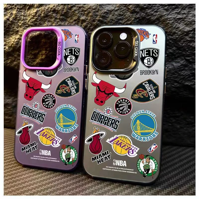 适用NBA队标苹果手机壳iphone14promax新款防摔13彩银15pro个性12