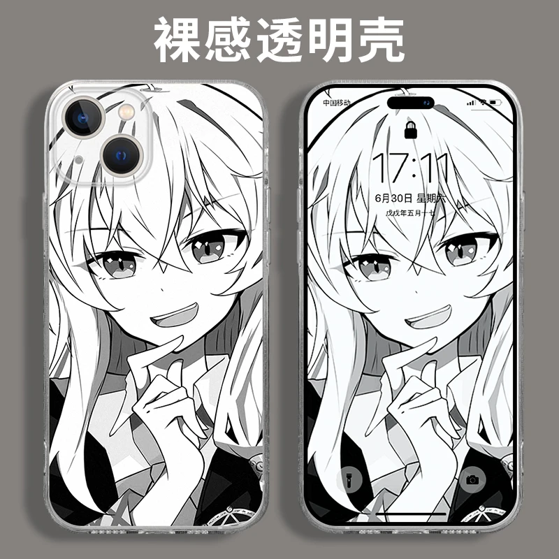 适用苹果15华为/OPPO手机壳vivo/小米卡通动漫透明硅胶黑白伊蕾娜