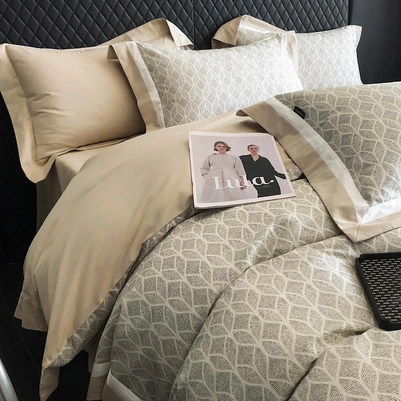 北欧轻奢秋冬120S长绒棉全棉磨毛四件套软糯纯棉被套床单床上用品