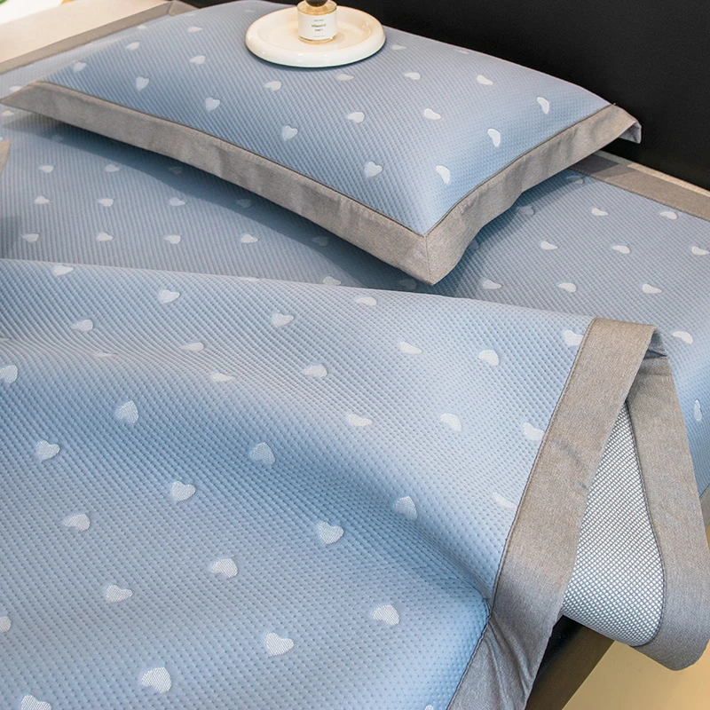 高端冰丝凉席三件套夏天可水洗机洗软席子夏天家用透气裸睡藤席垫