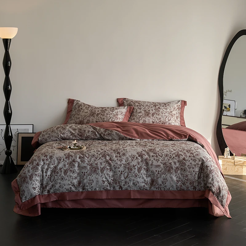 小碎花100支新疆纯棉数码印花四件套全棉被套床单款床上用品4件套