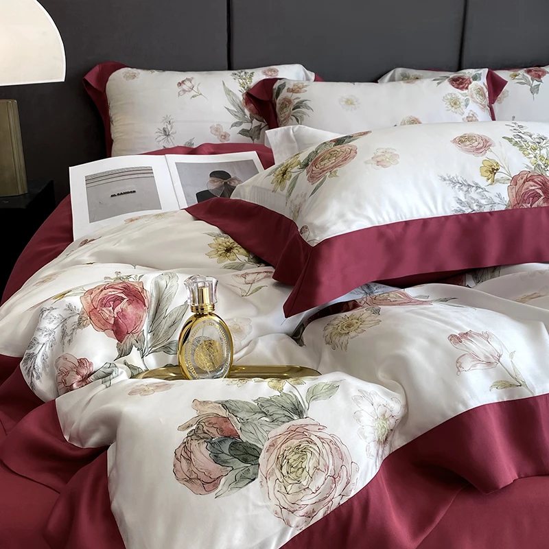 夏季奥地利进口凉感100S兰精天丝四件套冰丝床单被套丝滑床上用品