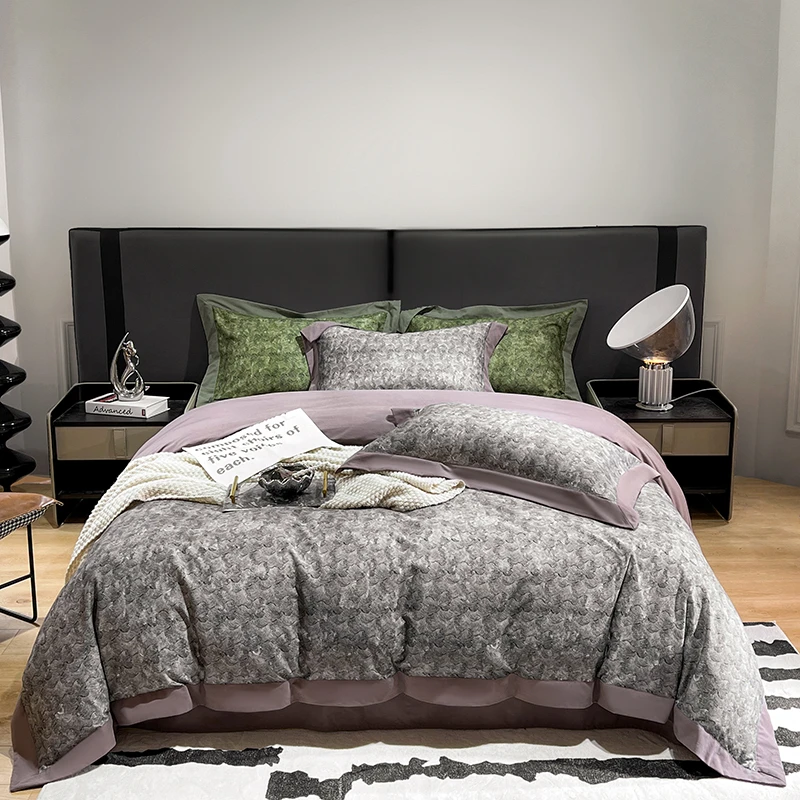 轻奢高级感秋冬加厚纯棉磨毛四件套美式全棉长绒棉床笠款床上用品