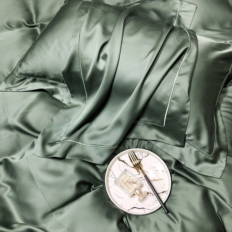 夏季100支双面兰精天丝纯色四件套简约冰丝凉感床单被套床上用品