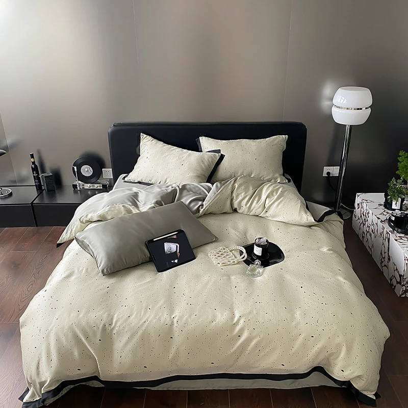 轻奢侘寂风60兰精天丝四件套高档夏季丝滑床单被套单双人床上用品