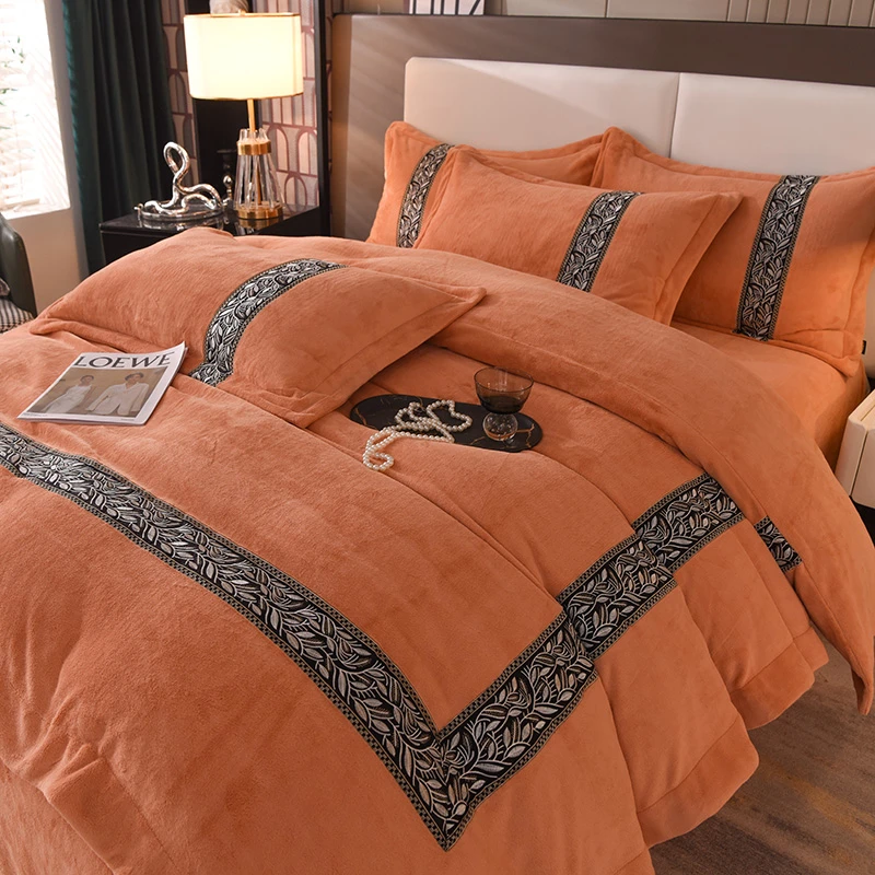 高级感加厚保暖牛奶绒四件套冬季珊瑚绒加绒防静电双面绒床上用品